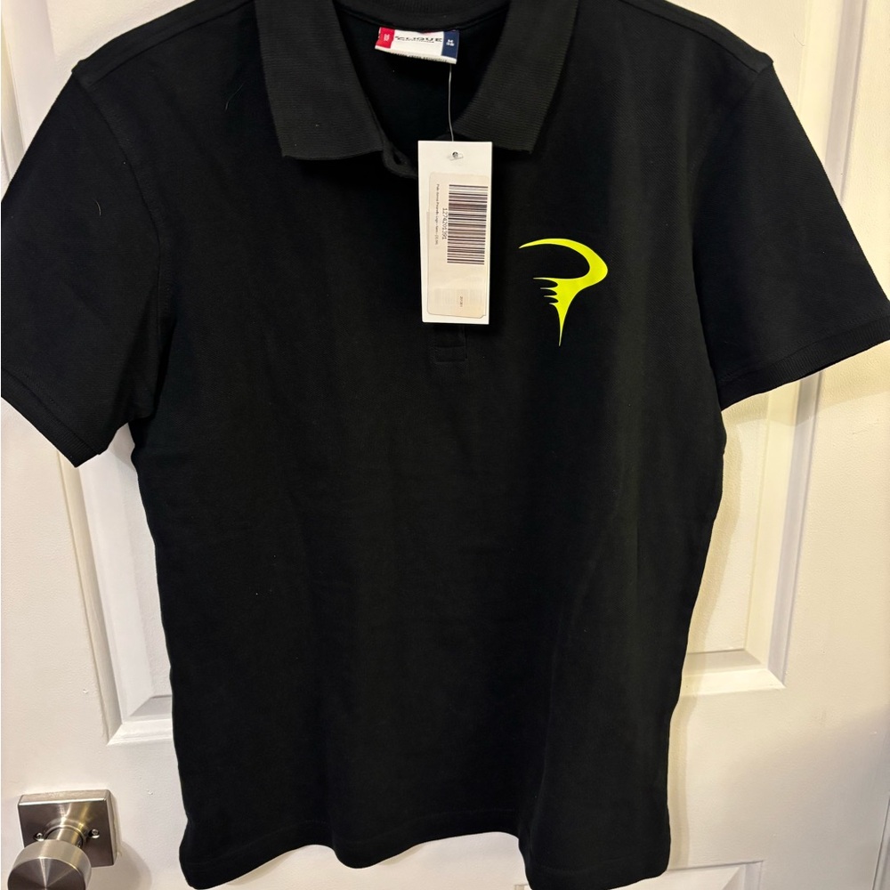 New with tags Pinarello Lacoste Black Polo Shirt with Yellow Logo size m